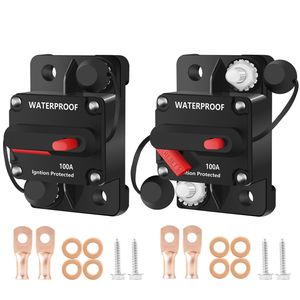 12V-24V 30A-300A Automotive Waterproof Car Inline Audio 100A Circuit Breaker with Manual Reset Waterproof for Car RV
