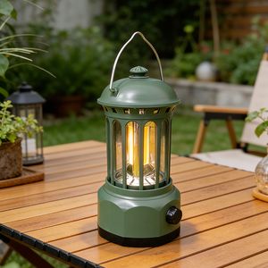 350lm Dimmable LED Camping Lantern, IP44 Waterproof Warm White COB Light, Battery Operated Outdoor Camping Light with Rotary Switch
