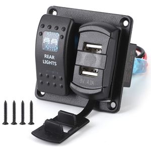 12V-24V 2 Gang Switch Panel 2 USB with Digital Voltmeter