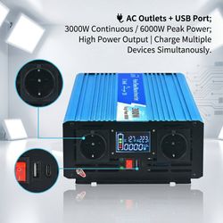 3000W High Efficiency Pure Sine Wave Inverter 12V 24V 48V to 220V