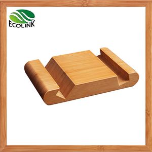 Custom Logo Natural Bamboo Wooden Desk Charging Mobile Cellphone Stand Smart Phone Holder