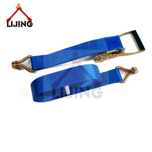 Mbs 5000kg 50mm X 6m Polyester Orange Ratchet Straps with Double J Hookyellow Zinc Ratchet Buckle and Doublej Hook and Polyester Webbing with 5black Lines
