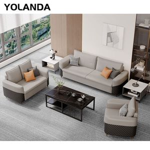 Yolanda Waiting Area Room Furniture Wooden PU Leather Modular Mini Office Reception Sofas Set for Hot Sales