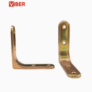 Yellow Zinc Plated L Bracket with Reinforced Bend, 90 Degree Furniture Connector