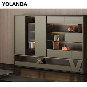 Yolanda Modern Office Storage Cabinet with Sliding Door Convertible Metal and Wood File Cabinet for Home Furniture