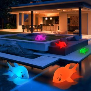 RGB Colors Floating LED Solar Inflatable Dolphin Pool Lights with Remote Control