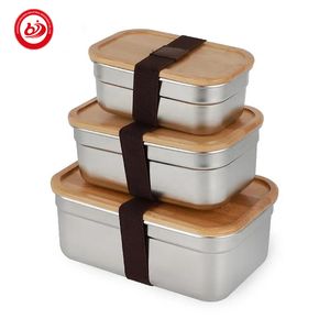 Wholesale Custom Stainless Steel Bento Lunch Box Multiple Size with Bamboo Lid