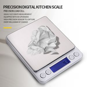 Sleek Portable Stainless Steel Digital Kitchen Scale 0.1g Precision 2kg Food Weighing