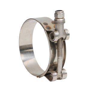 High Pressure Resistant 316 Stainless Steel T Bolt Hose Clamp with Lock Nut and Smooth Band Edge for Marine, Offshore, and Chemical Applications