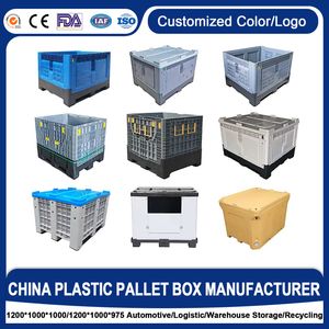 1200*1000*760mm Stackable Customized Size Solid Heavy Duty Big Bulk Crate Storage Bin Large Box Plastic Pallet Container with Lid for Agriculture Industrial