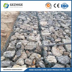 Gezhige 100X120 mm Hexagonal Gabion Box Mesh 2.0-4.0mm Wire Thickness PVC Coated Gabions Netting China 2.0*1.0*1.0 M Galvanized Metal Gabion Baskets