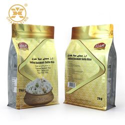 Flexible Heavy Duty Food Grade Plastic Nylon Laminated Basmati Rice Packaging Square Bottom Bags