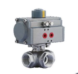 Pneumatic Three-Way Ball Valve with Internal Thread