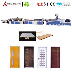 PVC WPC Door Board Production Line Extruder for Making Building Template Tou Blocks Tray Package Box Sleeper Outdoor Floor Railings Garden Chair Roof Beam etc.