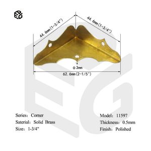 0.5mm Polished Solid Brass Decorative Corner for Wooden Box/Jewelry Case/Furniture Edge Protection