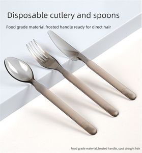 PS Plastic Spoon Disposable Utensils Cutlery Set White/Black Plastic Plastic Fork and Knife Individual Cutlery Set Plastic Fork Unfoldable