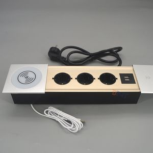 Sliding Power Socket with USB Charging and Wireless Charger