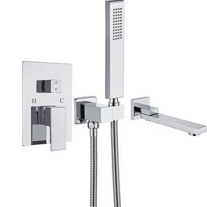 Chrome Finished Brass Bath Shower Faucet Hot Cold Water Supply Single Handle in-Wall Concealed Bathtub Mixer