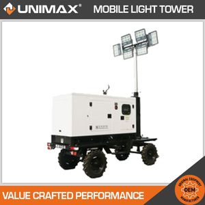 Construction Site Lighting Durable Trailer Mounted Solar Mobile Light Tower