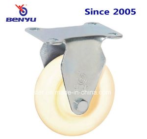 Medium Duty Fixed Caster with White Nylon Wheel