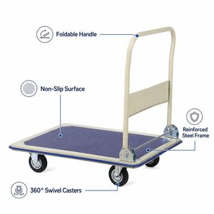 150kgs Foliding Noiseless Hand Trolley with Customize Silent Casters Trolley Platform