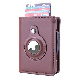 Red Brown Fashion Accessessories Men Air Tag Credit Card Holders