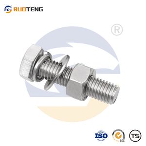 [Ruoteng] M8 M10 M12 Stainless Steel 201 304 316 Hex Head Bolts with Nuts Flat Washers and Lock Washers