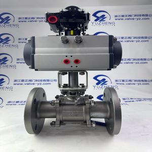 1/4''-4'' Pn16/Pn40/150lb/300lb CF8/CF8m/Cast Steel Pneumatic 3 Piece Flanged Ball Valve