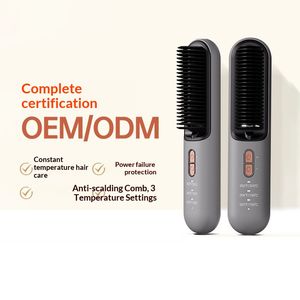 Hair Straightener Brush Thermal Brush Portable Hair Straightener Comb for Women with 3 Temps