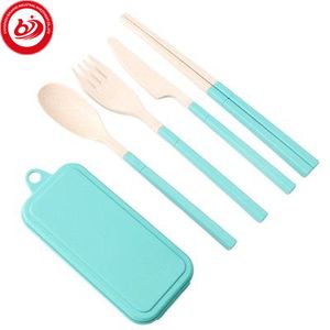 Kids Reusable Utensils Travel Camping Kitchen Plates Set Dinner Dinnerware Cutlery