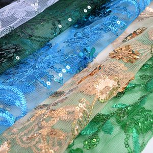Guipure Tulle Embroidered Sequin Net Lace Fabric for Wedding Dress and African Fashion