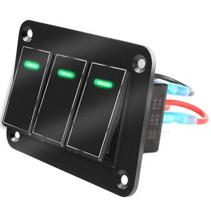 Rocker Switch Panel 3 Gang Aluminum Toggle Switch Panel, 12V/24V Switch Panel