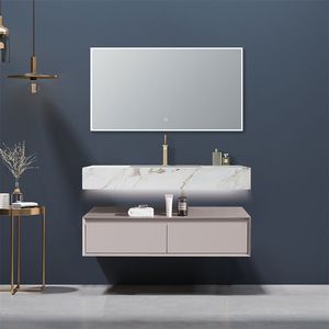 Modern Design Wall Mounted Single Sink Plywood Bathroom Vanity Cabinet with LED Mirror
