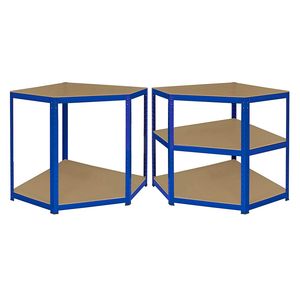 Galvanized Blue Metal 5 Tier Corner Garage Shelving Racking Storage
