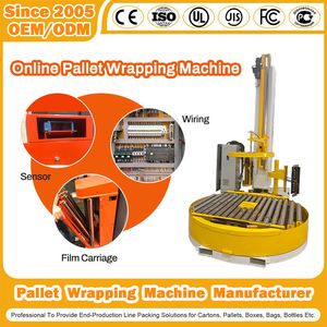 Shrink Wrap Machine Rotary Arm Strapping Stretch Roll POF PE Film Strapping Rotating Arm Packingrobot Palletizer Inline Pallet Wrapping Machine