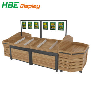 Luxury Design Wooden Steel Customized Supermarket Vegetable and Fruit Display Rack