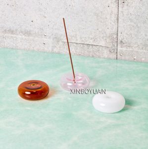 Customized Hand Blown Decorative Clear Colored Borosilicate Glass Incense Burner Stick Holder for Home Decorative