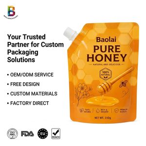 Custom Printed Food Grade EU Certified 200ml 350ml Liquid Stand up Bag Honey Refill Packaging Spout Pouch