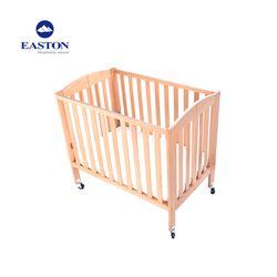 Hotel Kids Adjustable Wooden Baby Crib Natural Color