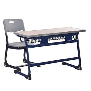 Furniture Double Student Desks and Metal Bench with Plastic Chairs for Classroom or School Factory Price in Bangladesh