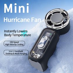 Portable Handheld Rechargeable Personal Fan Mini Fan High Speed Turbo USB with LED Display for Summer Travel Outdoor