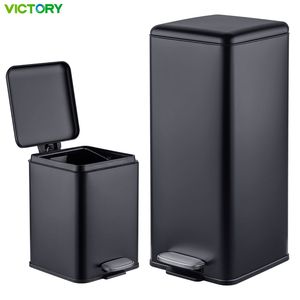 Stainless Steel Rectangular Bin Foot Pedal Trash Can with Soft Closed Lid