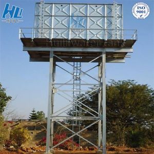 HDG Fiberglass Overhead Water Storage Tank Elevated Pressed Steel Water Tank