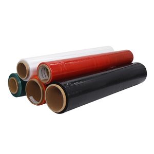 Pre Stretched Raw Material Soft 23 Micron PE Stretch Print Film LLDPE 500mm Wrapping Plastic Roll Color Hand Use Stretch Film