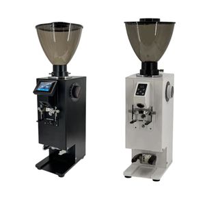 2 in 1 Professional Coffee Grinding Electric Commercial Flat Wheel Burr Coffee Grinder with Automatic Tamper for Shop