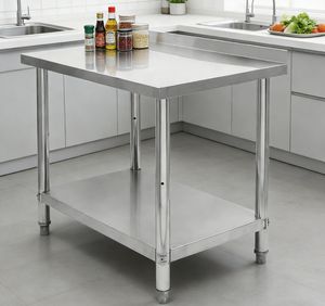 Commercial Working Table Kitchen Stainless Steel Worktable with Backsplash Inox Workbench Rectangular Customized Table