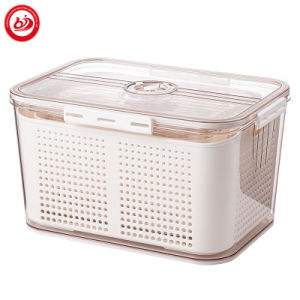 Fruit Vegetable Food Pet Drain Basket Refrigerator Transparent Storage Box Container Set
