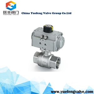 2PC Stainless Steel Pneumatic Floating Thread Ball Valve