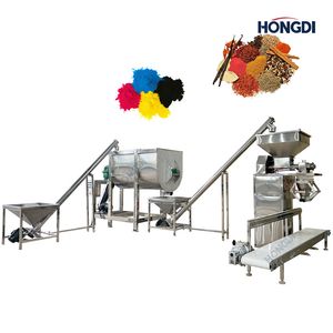 Complete Powder Processing Line with Screw Conveyor, Ribbon Mixer, and Semi Automatic Bag Filling Machine