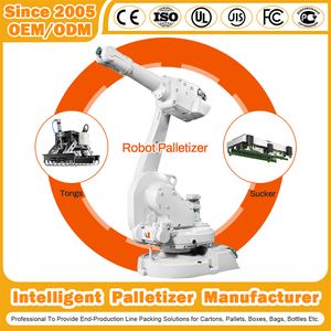 End of Line Box Erector Carton Sealer Pallet Stretch Wrapper Rober Palletizer Packaging Palletizing Equipment for Pets Factory